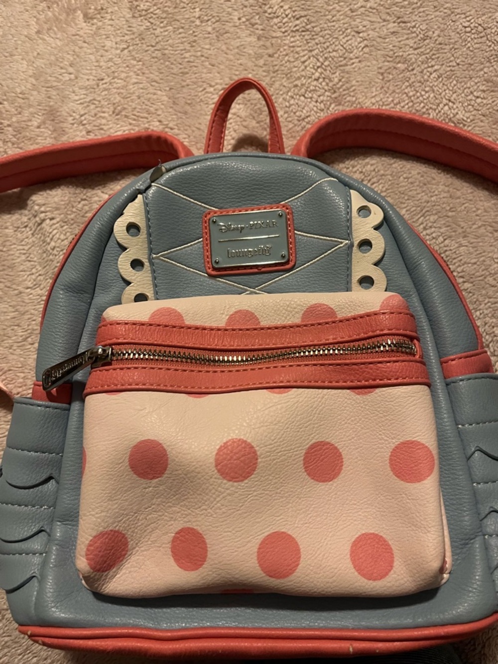 Loungefly Blue, Pink & Cream Polka Dot Mini Backpack